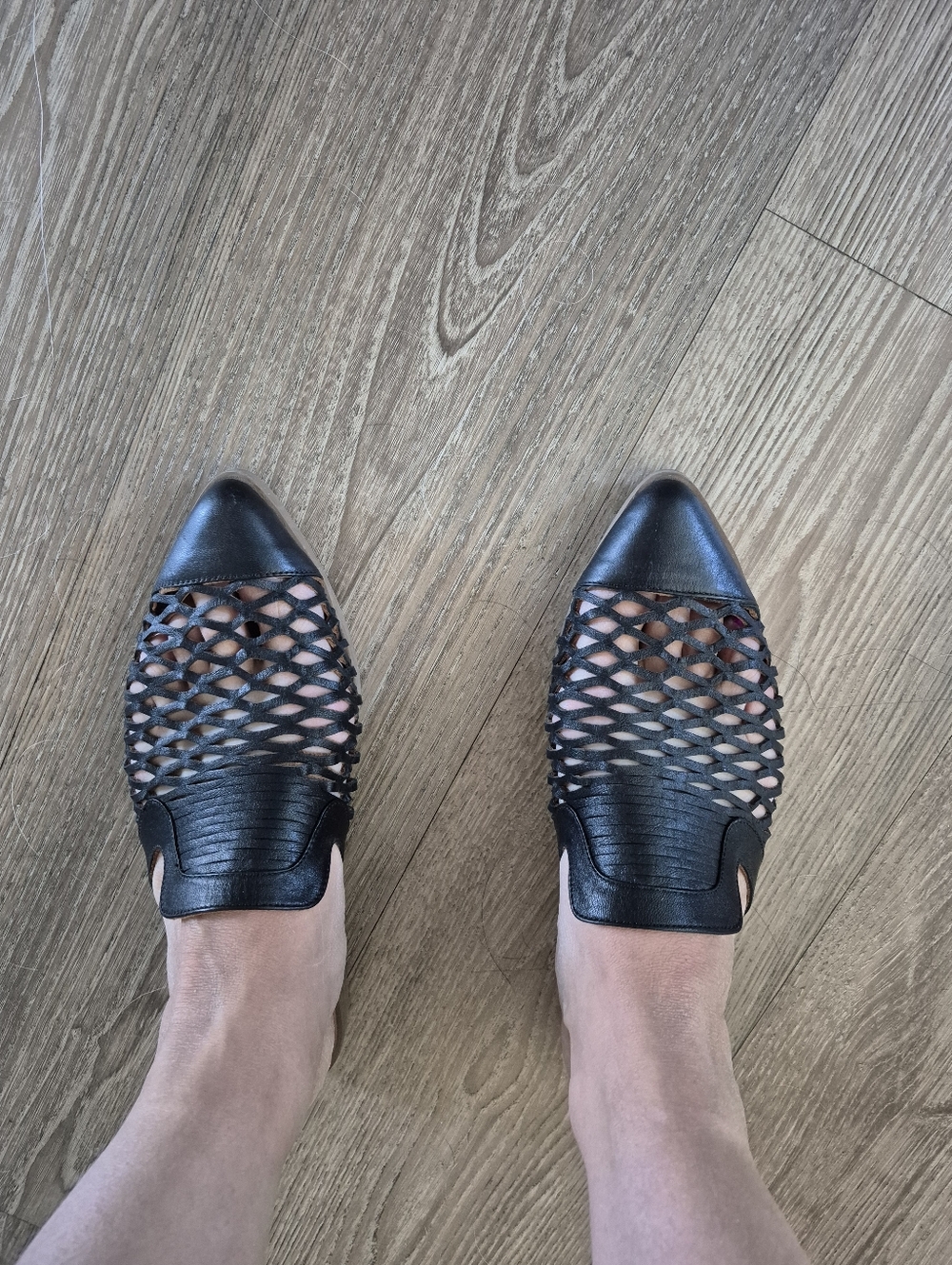 Bueno Black Woven Leather Slip-On Flats - Women